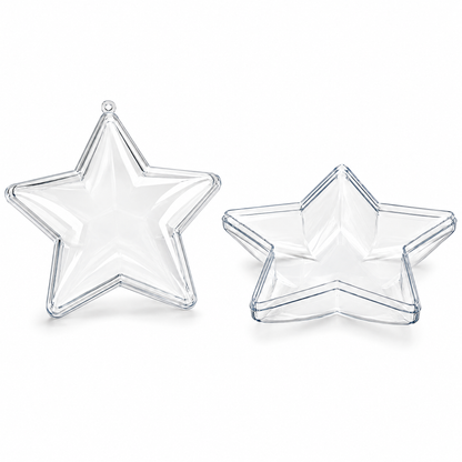 Set of 3 Clear Plastic Star Ornaments 3.25 Inches (83 mm)