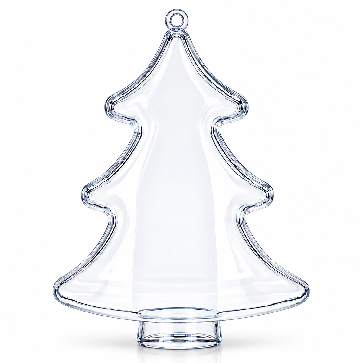 Set of 3 Clear Plastic Christmas Tree Shape Ornaments 4.35 Inches