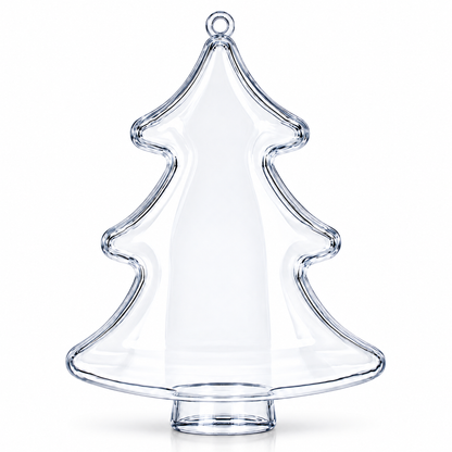 Set of 3 Clear Plastic Christmas Tree Shape Ornaments 4.35 Inches