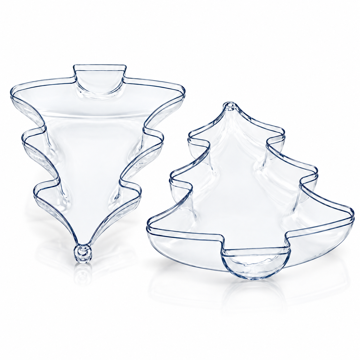 Set of 3 Clear Plastic Christmas Tree Shape Ornaments 4.35 Inches