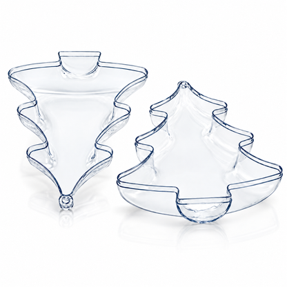 Set of 3 Clear Plastic Christmas Tree Shape Ornaments 4.35 Inches