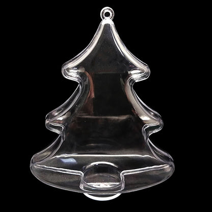Set of 3 Clear Plastic Christmas Tree Shape Ornaments 4.35 Inches