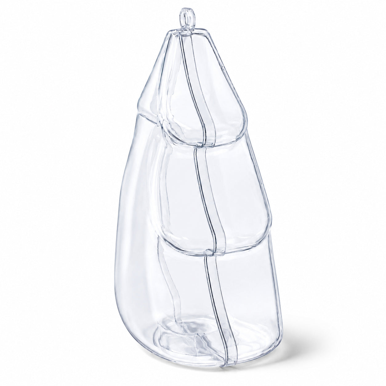 Set of 3 Clear Plastic Christmas Tree Shape Ornaments 4.35 Inches