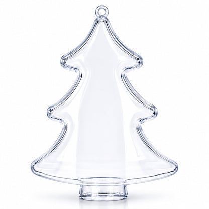 Set of 3 Clear Plastic Christmas Tree Shape Ornaments 4.35 Inches