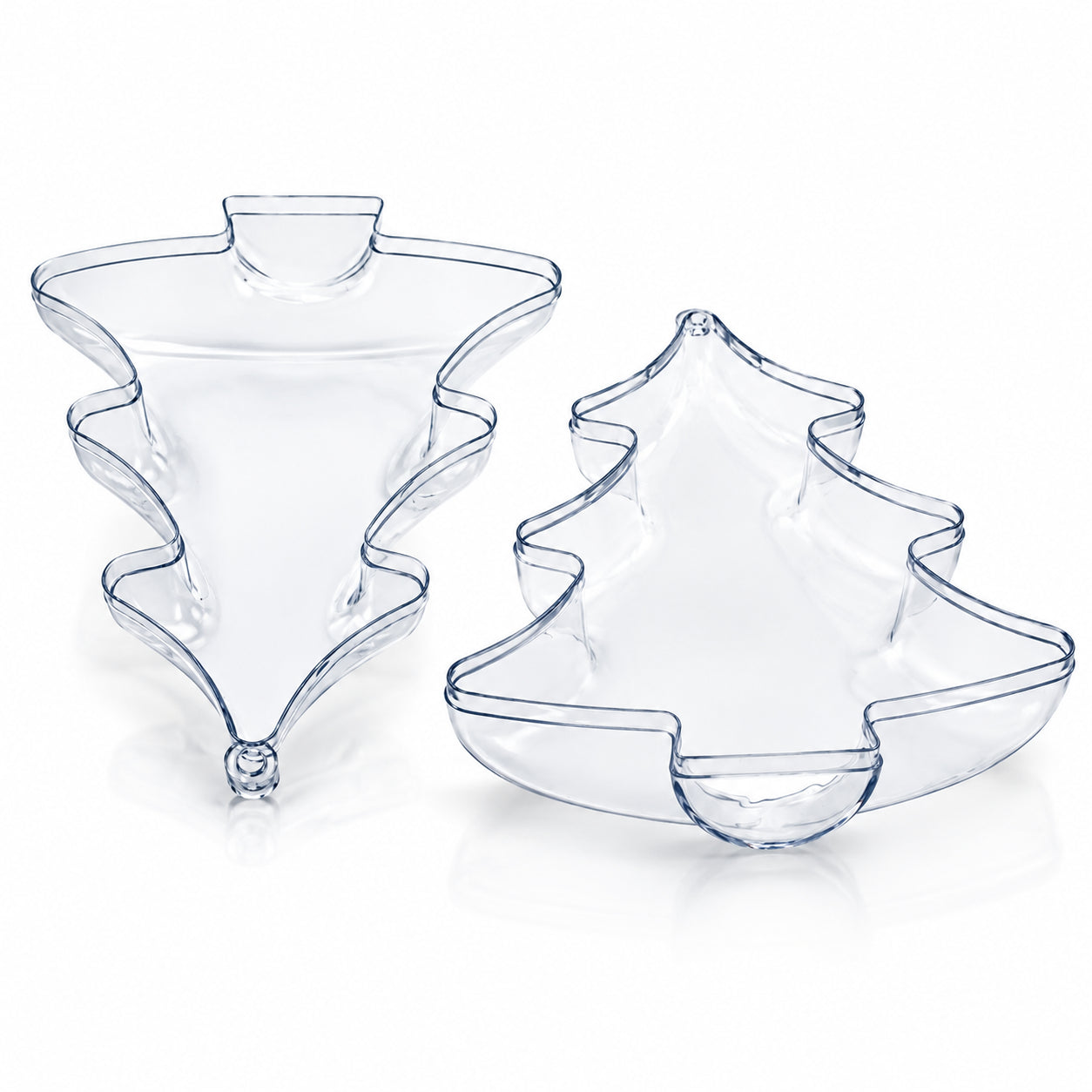 Set of 3 Clear Plastic Christmas Tree Shape Ornaments 4.35 Inches