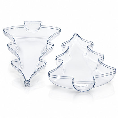 Set of 3 Clear Plastic Christmas Tree Shape Ornaments 4.35 Inches