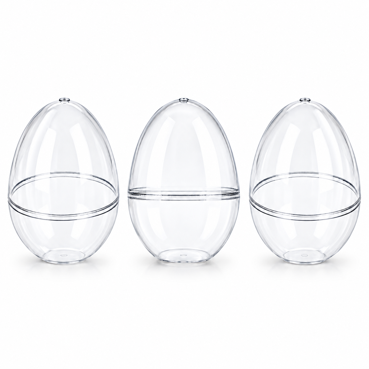 Set of 3 Clear Plastic Standing Egg Ornaments 3.58 Inches (91 mm)