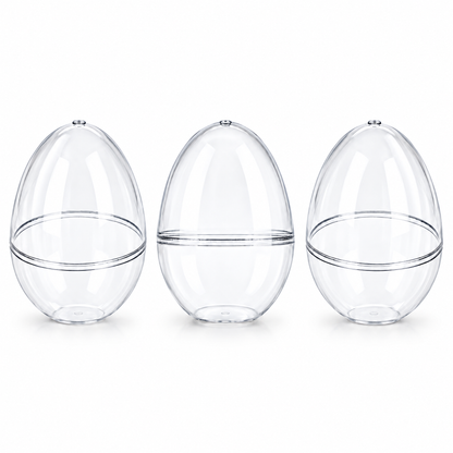 Set of 3 Clear Plastic Standing Egg Ornaments 3.58 Inches (91 mm)