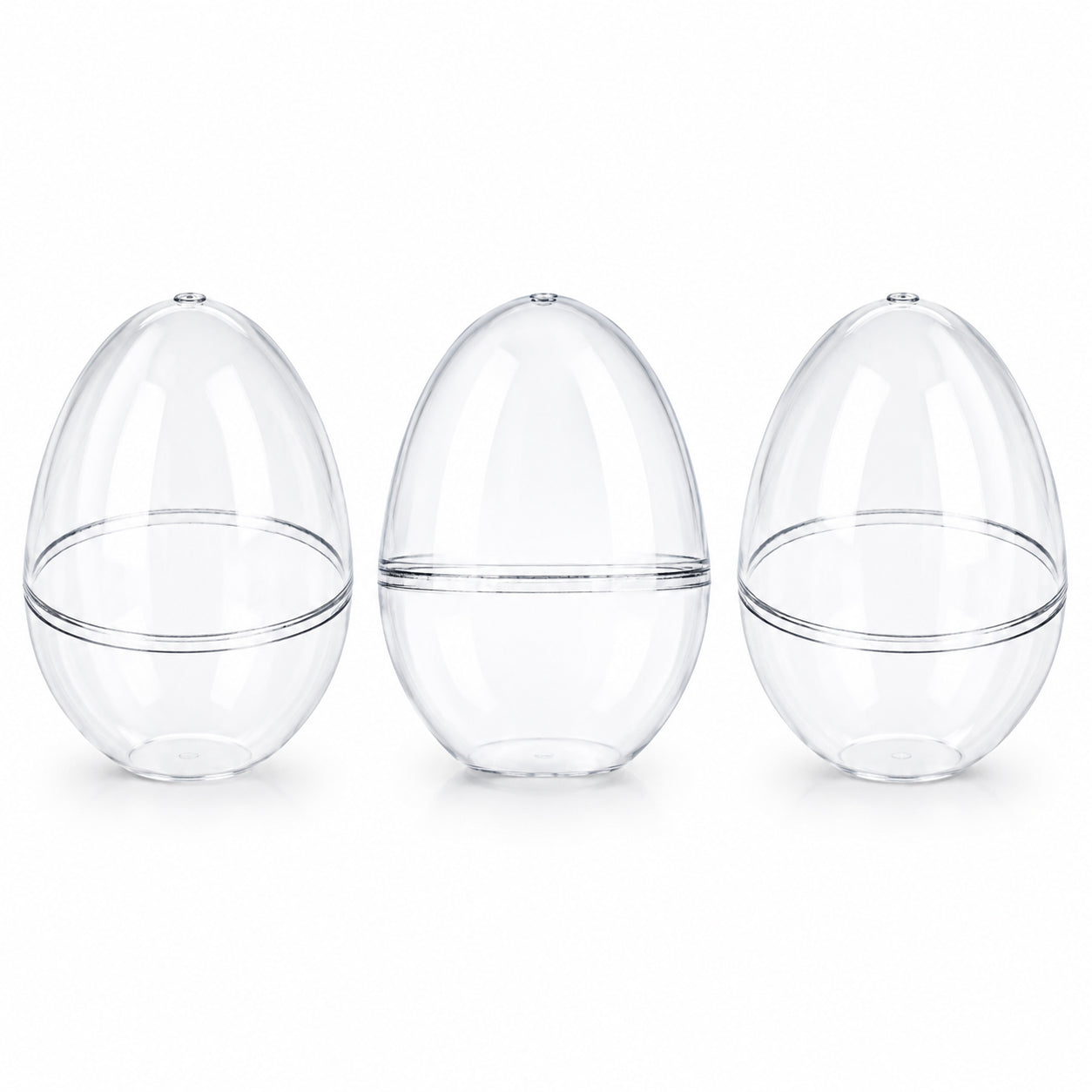 Set of 3 Clear Plastic Standing Egg Ornaments 3.58 Inches (91 mm)