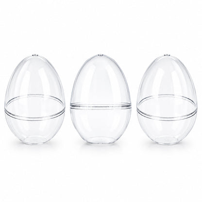 Set of 3 Clear Plastic Standing Egg Ornaments 3.58 Inches (91 mm)