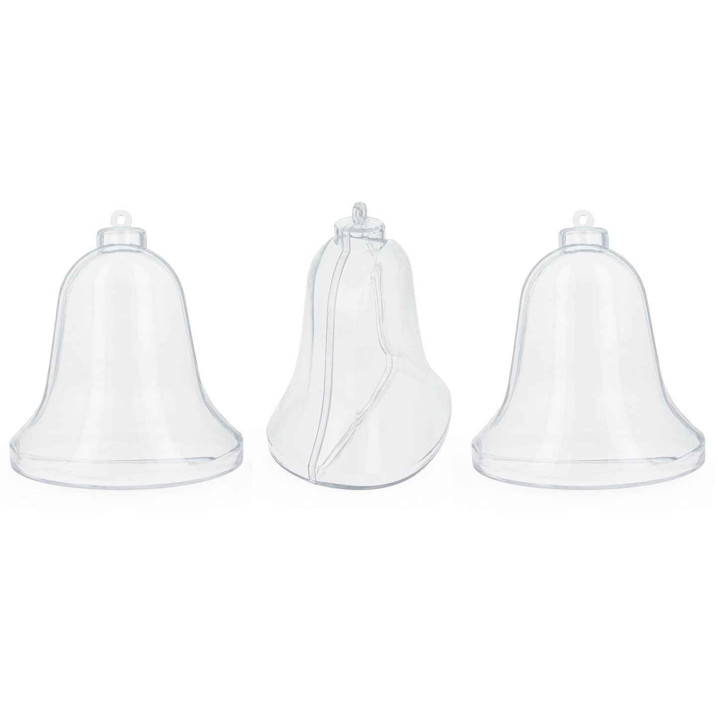 Set of 3 Clear Plastic Bell Ornaments 3.7 Inches (94 mm)