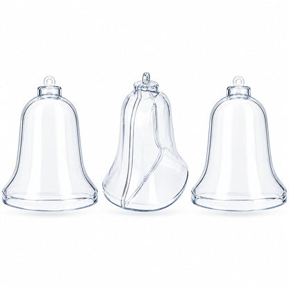 Set of 3 Clear Plastic Bell Ornaments 3.7 Inches (94 mm)