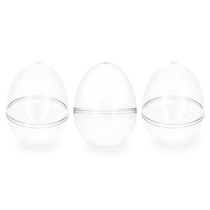 Set of 3 Clear Plastic Standing Egg Ornaments 3.58 Inches (91 mm)
