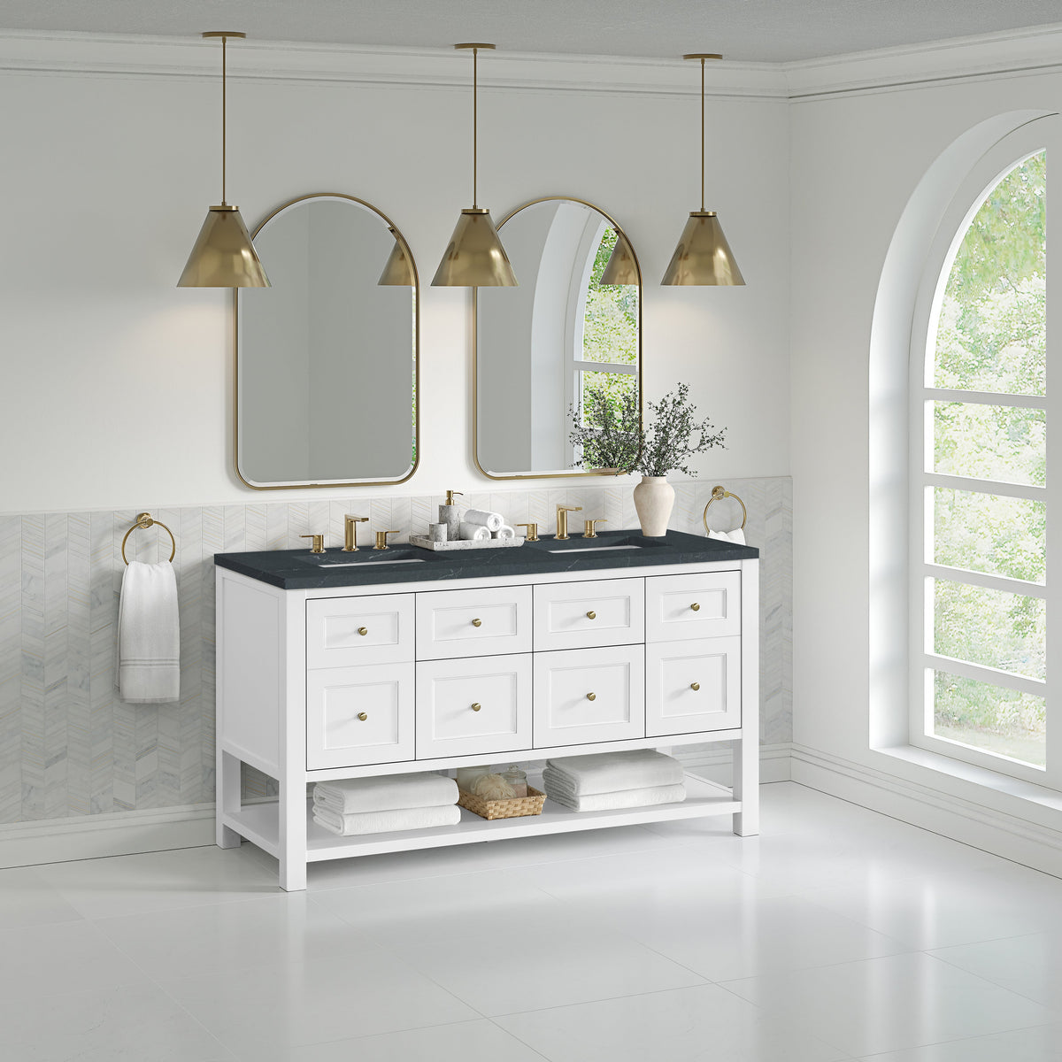 James Martin Breckenridge 60" Double Bathroom Vanity, Bright White