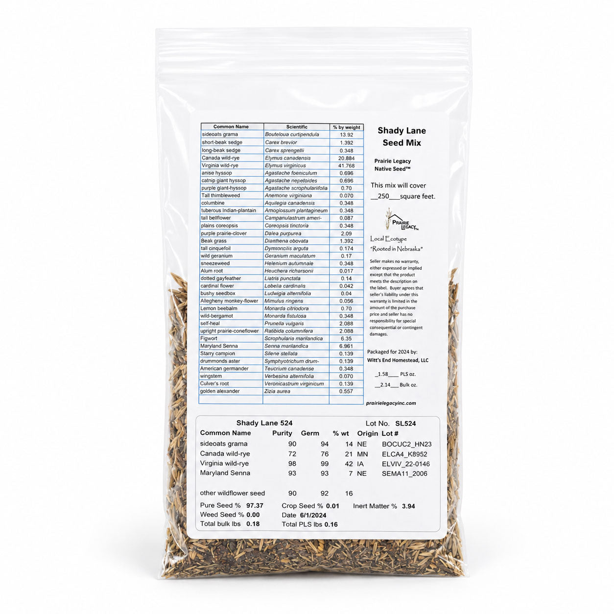 Shady Lane Native Wildflower Seed Mix | 2.88 oz | Prairie Legacy Inc.
