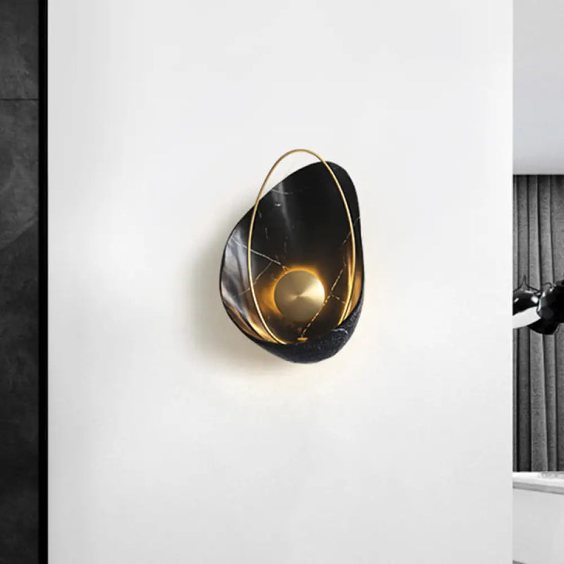 DecorBites™ Shell Resin Art LED Wall Sconce Light for Living Room with Metallic Ellipse