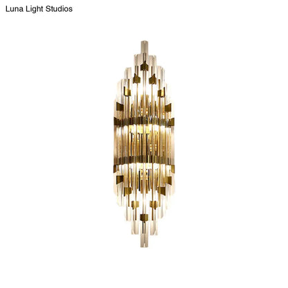 DecorBites™ Shield Crystal Rod Wall Sconce - Gold 3-Light Fixture for Living Room