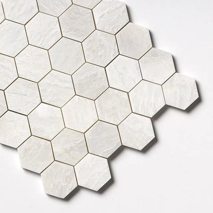 Siberian White Honed Hexagon 2x2 Marble Mosaics 10 3/8x12