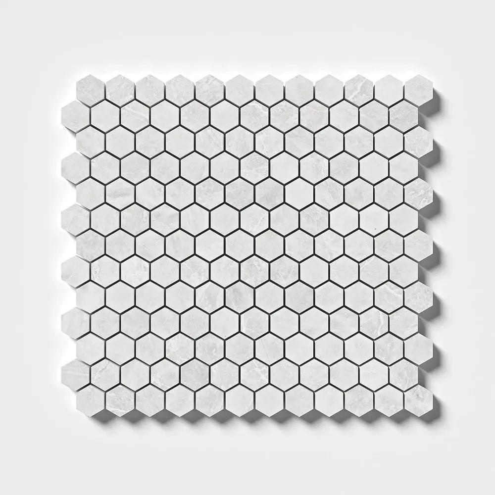 Siberian White Honed Hexagon Marble Mosaics 11 1/2x12 1/4