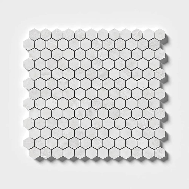 Siberian White Honed Hexagon Marble Mosaics 11 1/2x12 1/4