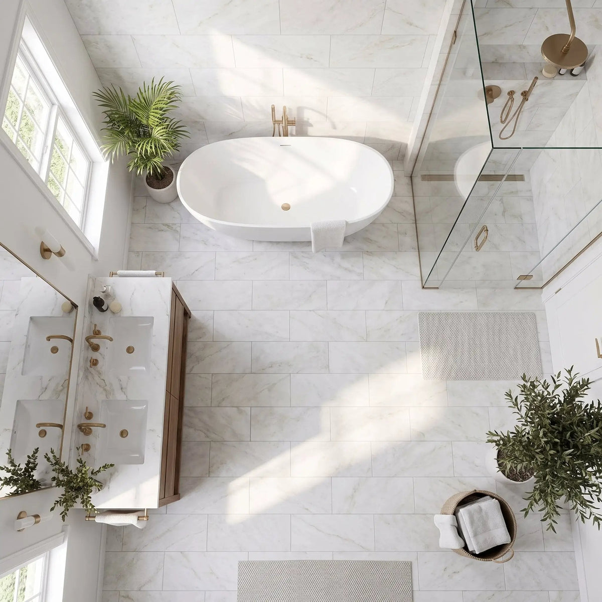 Siberian White Honed Marble Tiles 12x24