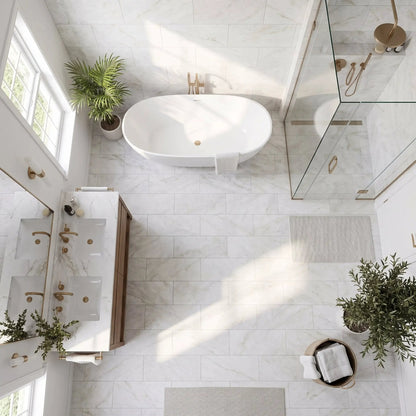 Siberian White Honed Marble Tiles 12x24