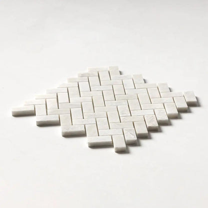 Siberian White Polished Herringbone Marble Mosaics 11x11