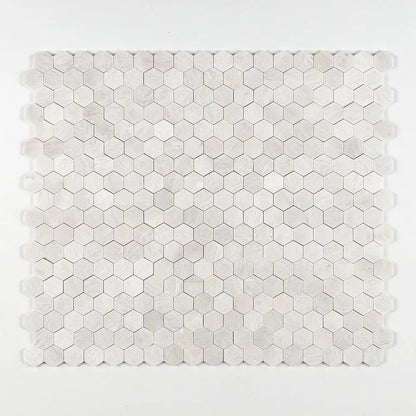 Siberian White Polished Hexagon Marble Mosaics 10 3/8x12