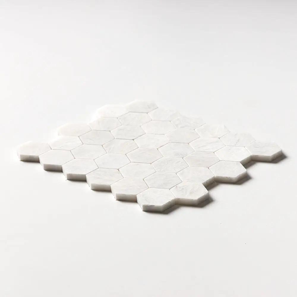 Siberian White Polished Hexagon Marble Mosaics 10 3/8x12