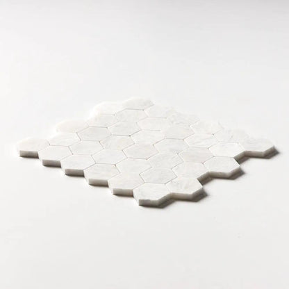 Siberian White Polished Hexagon Marble Mosaics 10 3/8x12