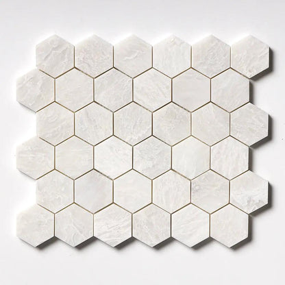 Siberian White Polished Hexagon Marble Mosaics 10 3/8x12