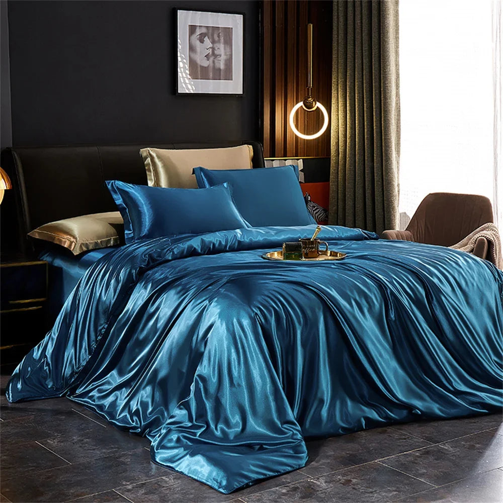 DecorBites™ Silk Bedding Set: Luxury Solid Satin Sheets