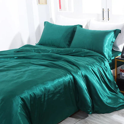 DecorBites™ Silk Luxury Bedding Set: Duvet Cover,  Sheets, Pillowcase
