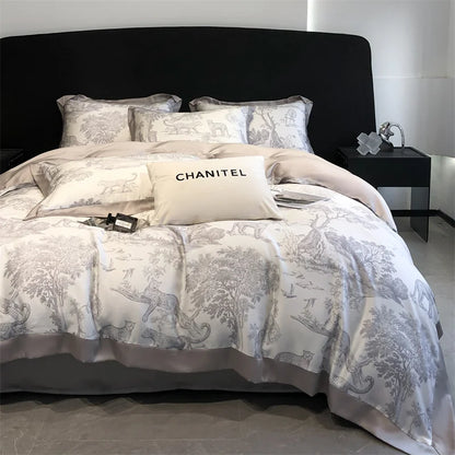 DecorBites™ Silky Eucalyptus Fiber Bedding Set - Forest Leopard