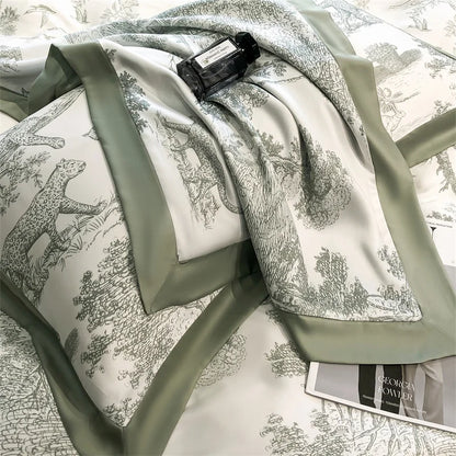 DecorBites™ Silky Eucalyptus Fiber Bedding Set - Forest Leopard