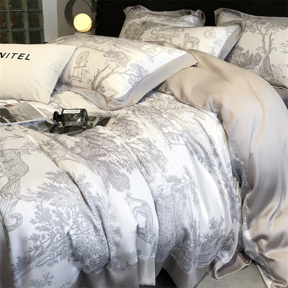 DecorBites™ Silky Eucalyptus Fiber Bedding Set - Forest Leopard