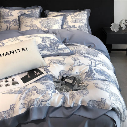 DecorBites™ Silky Eucalyptus Fiber Bedding Set - Forest Leopard
