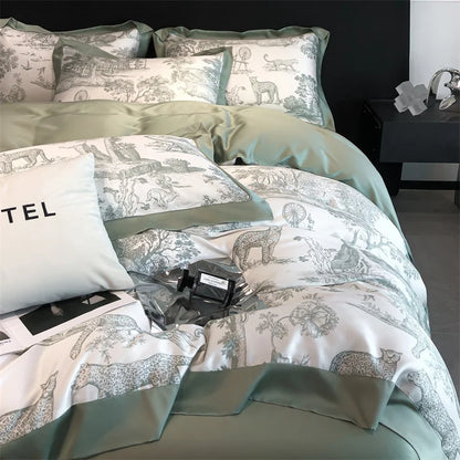 DecorBites™ Silky Eucalyptus Fiber Bedding Set - Forest Leopard