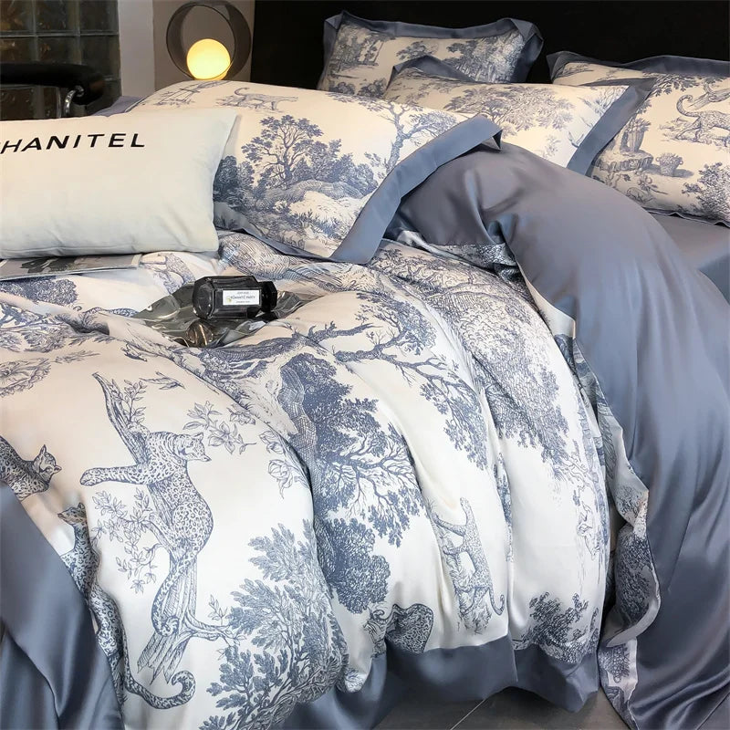 DecorBites™ Silky Eucalyptus Fiber Bedding Set - Forest Leopard