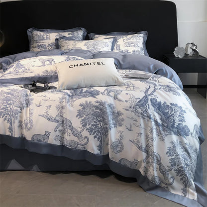 DecorBites™ Silky Eucalyptus Fiber Bedding Set - Forest Leopard