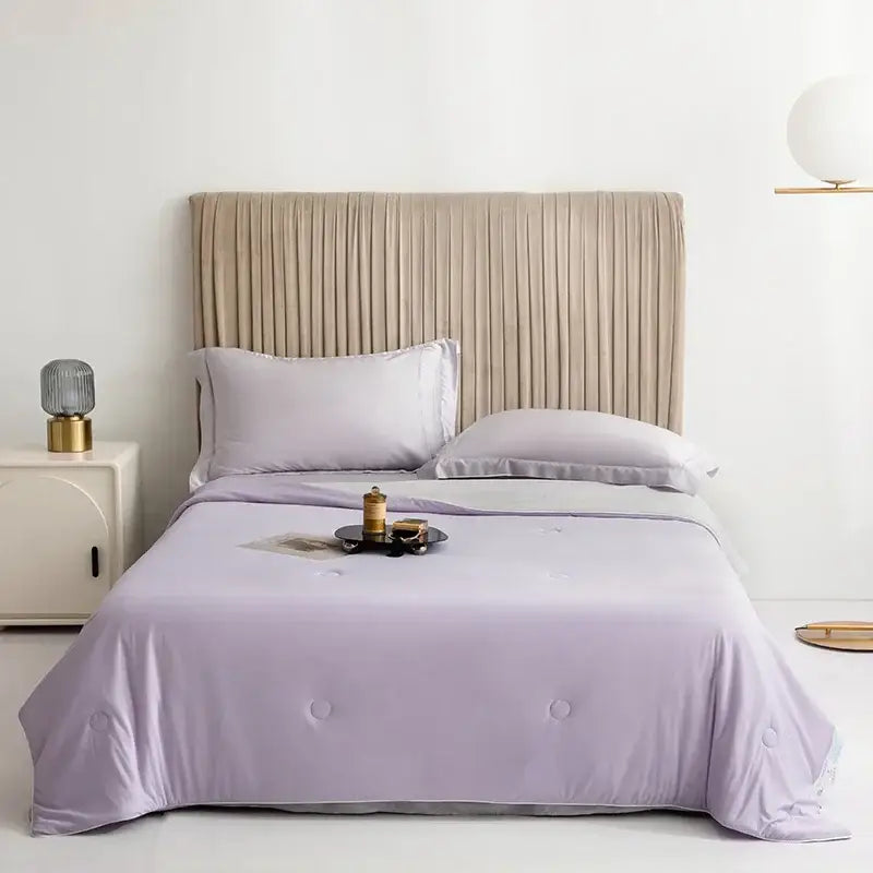 Silky light blue cooling queen quilt bedroom summer comforter