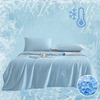 Silky light blue cooling queen quilt bedroom summer comforter