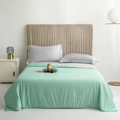 Silky light blue cooling queen quilt bedroom summer comforter
