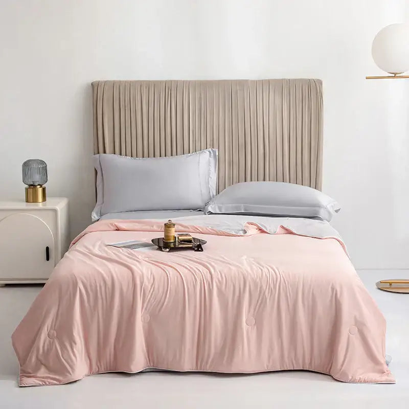 Silky light blue cooling queen quilt bedroom summer comforter