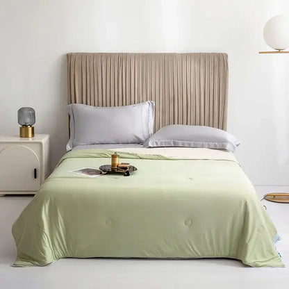 Silky light blue cooling queen quilt bedroom summer comforter