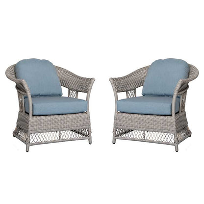 2 Shell Aluminum & Rattan Stationary Chair