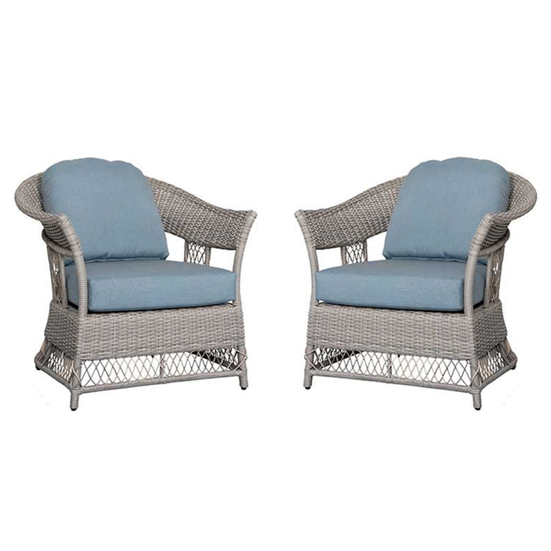2 Shell Aluminum & Rattan Stationary Chair