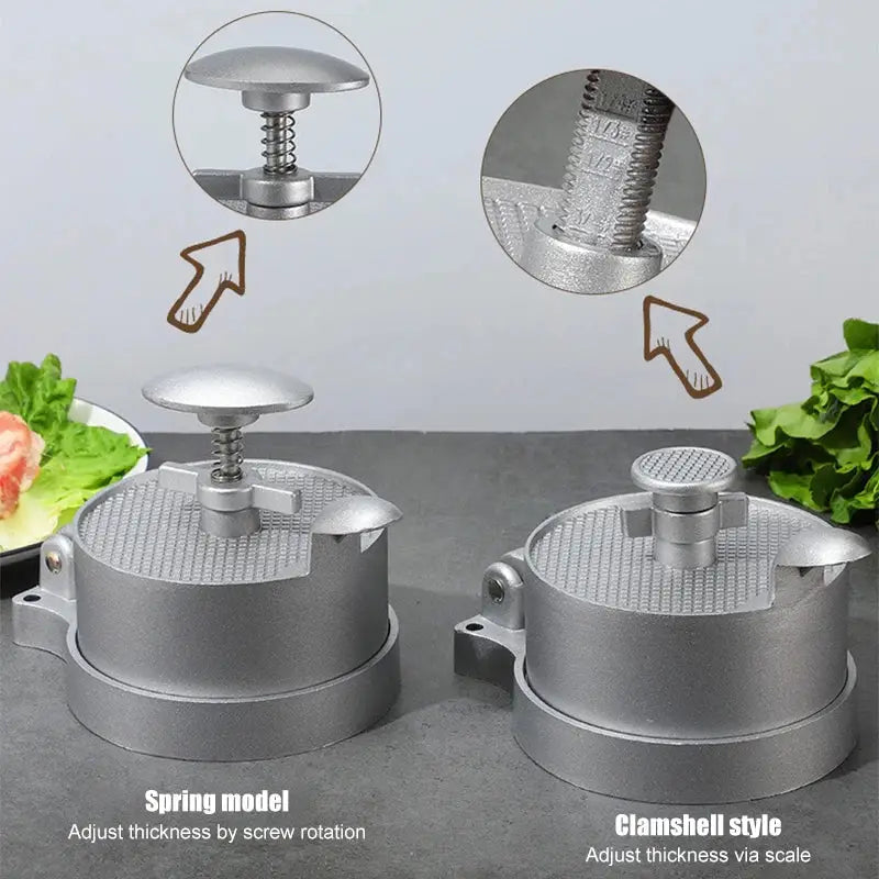 Silver aluminum meat press tool – kitchen hamburger press