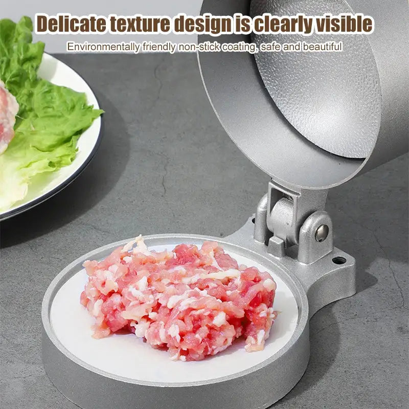 Silver aluminum meat press tool – kitchen hamburger press