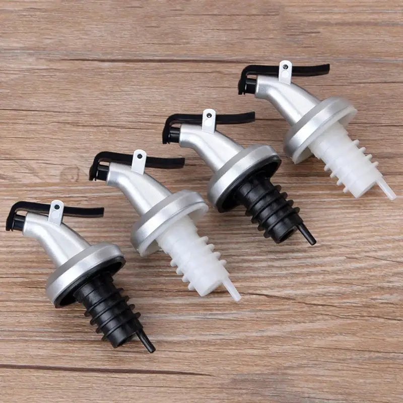 Silver and black lever bottle cap stopper set kitchen dispenser